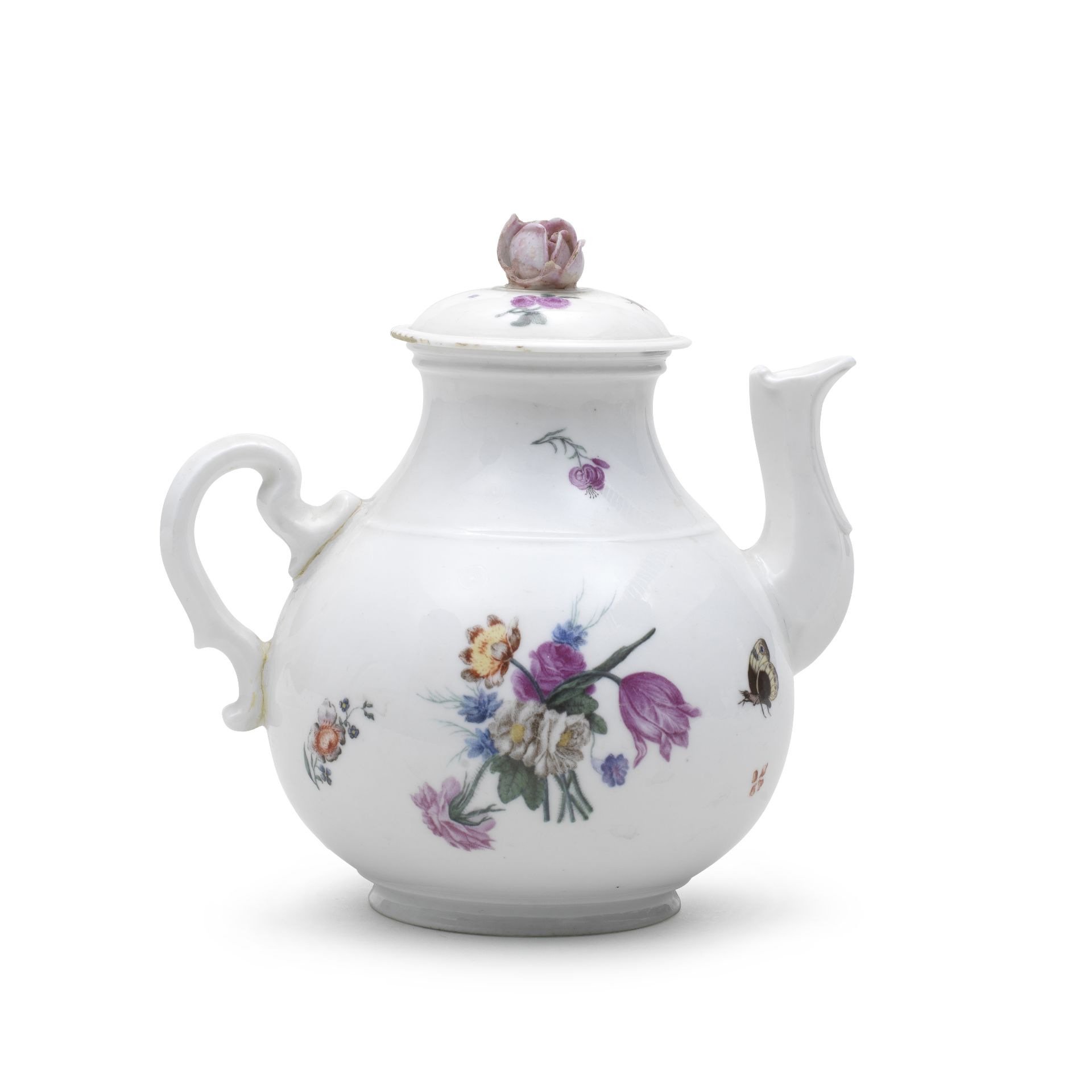 A rare Capodimonte teapot and cover, circa 1750