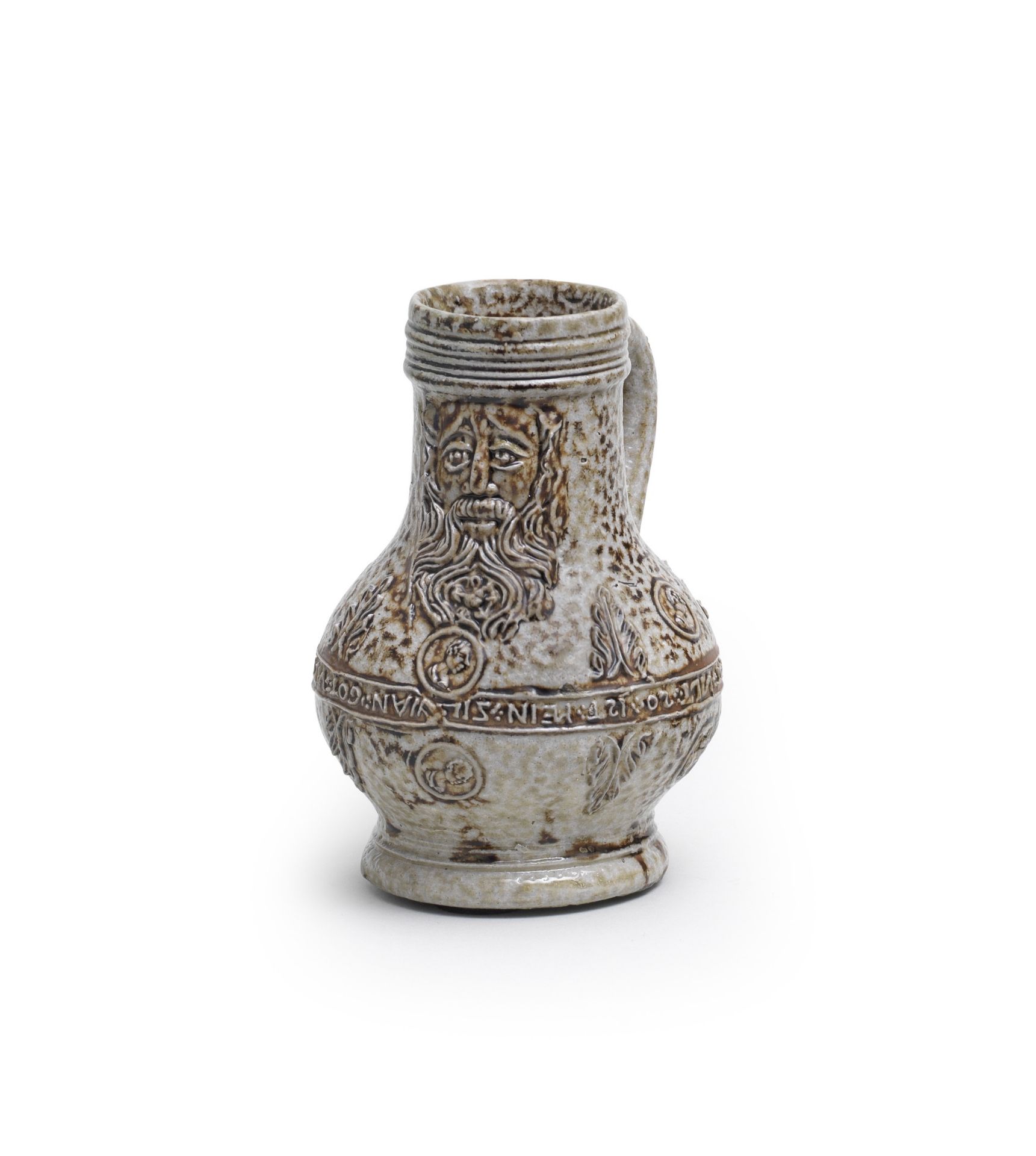 A small Cologne/Frechen stoneware jug (Bartmannskrug), late 16th century