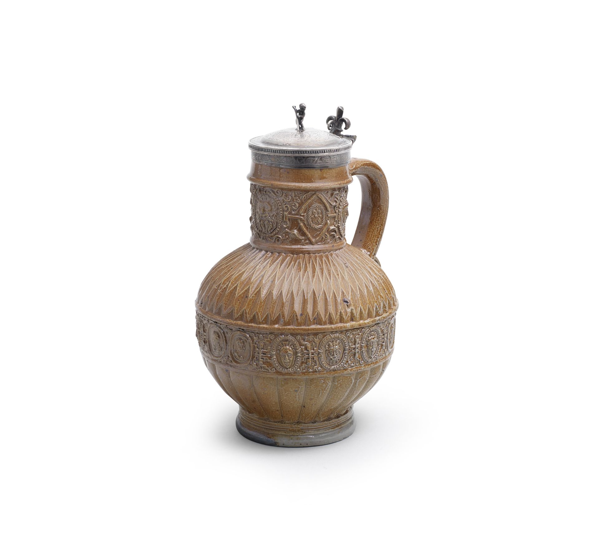 A Raeren stoneware silver-mounted jug, late 16th century