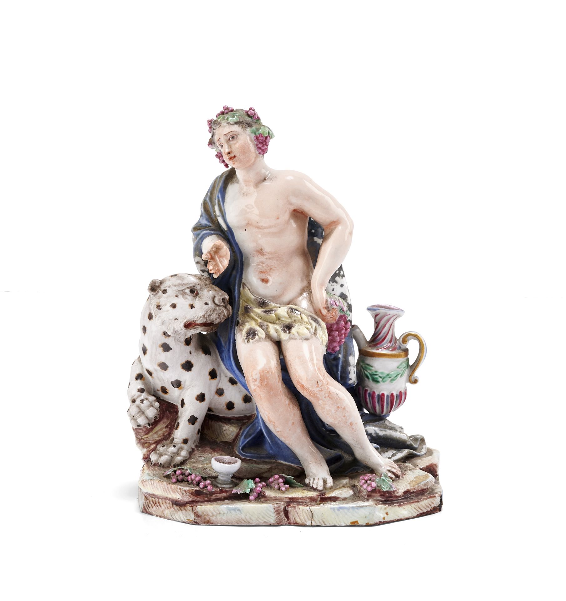 A rare Doccia group of Bacchus with leopard, circa 1750