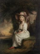 Sir William Beechey R.A (Burford 1753-1839 London) Portrait of a young girl in a white dress, sea...