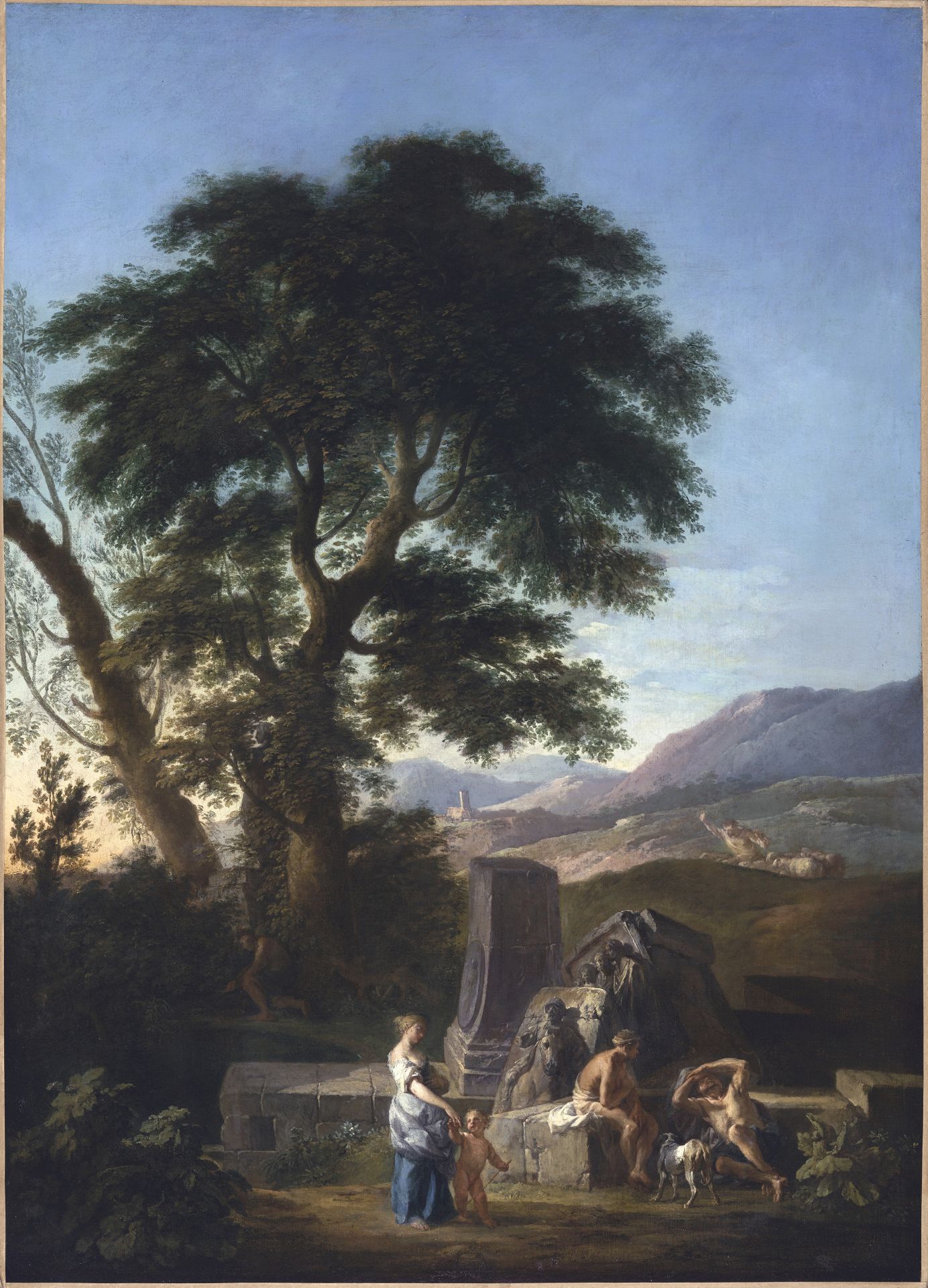 Andrea Locatelli (Rome 1693-circa 1741) An extensive landscape with figures resting amongst ruins