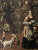 Circle of Vincenzo Campi (Cremona 1532-1591) A peasant carrying a basket of vegetables with a coo...