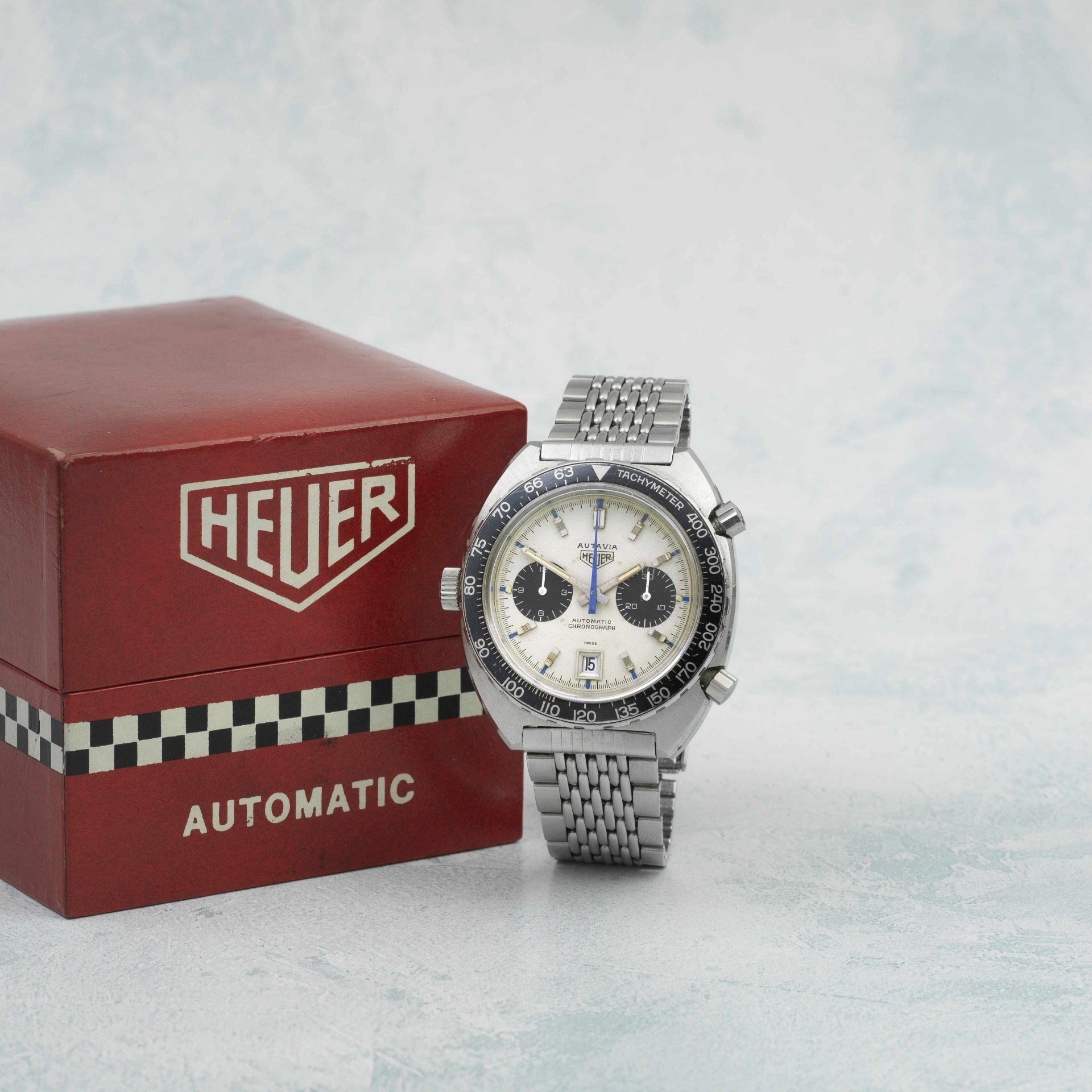 Heuer. A stainless steel automatic calendar chronograph bracelet watch Autavia 'Jo Siffert', Ref...