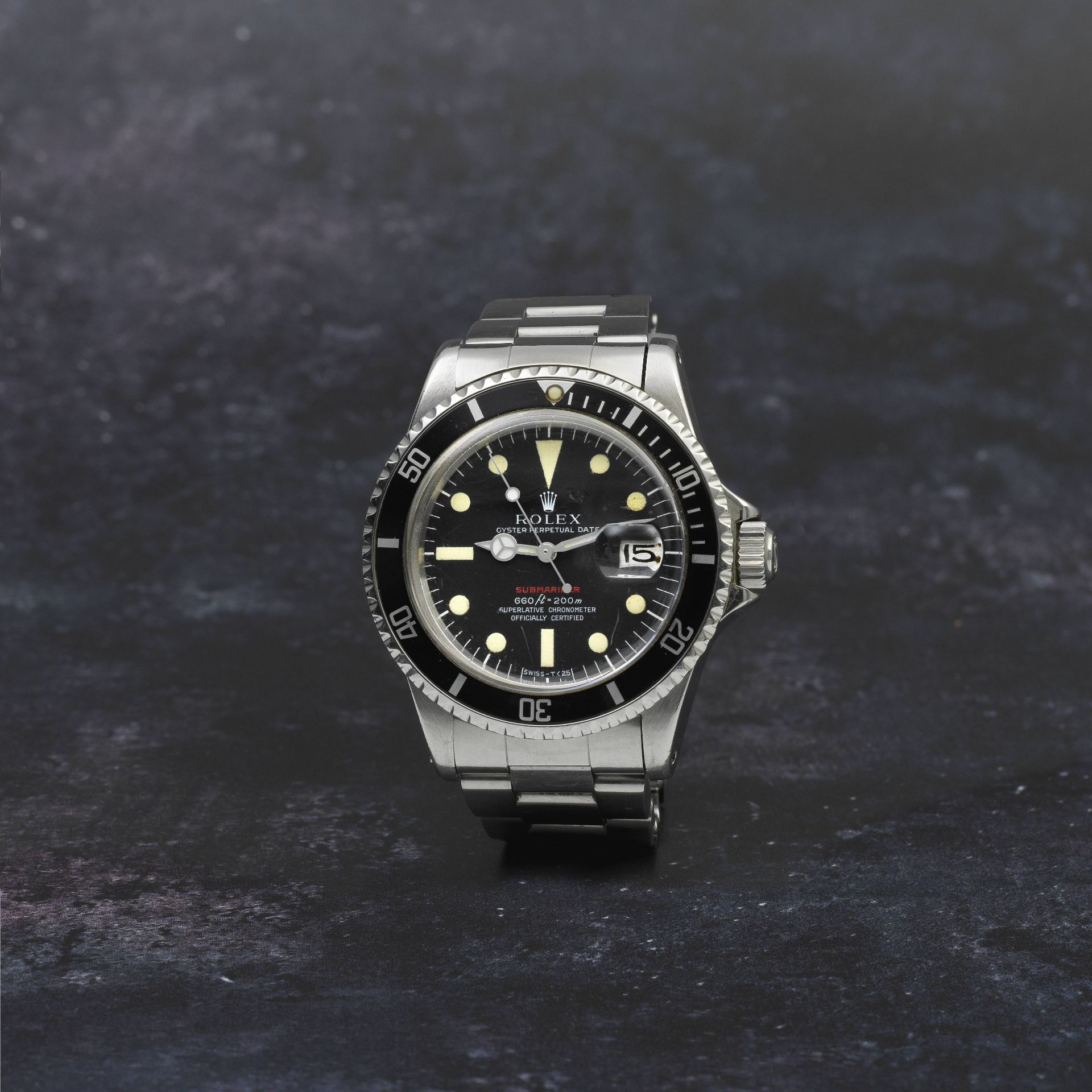 Rolex. A fine stainless steel automatic calendar bracelet watch Single Red Submariner, Ref: 1680...