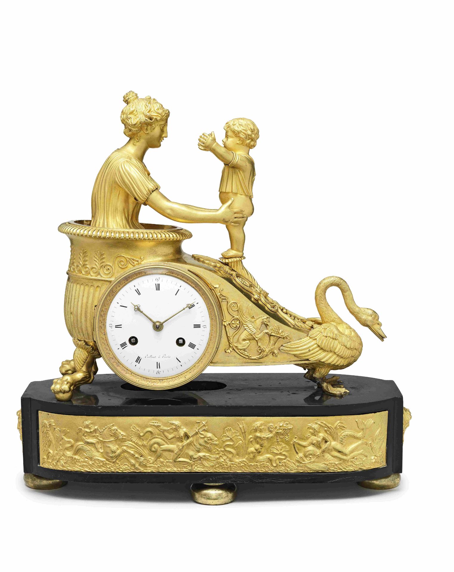 An early 19th century French ormolu and black onyx mantel clock Vaillant a Paris 3