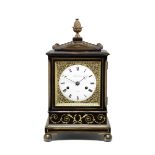 A very rare early 19th century brass-inlaid ebonised table clock of small size James Murray, Roya...