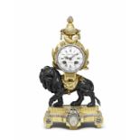 A late 18th century French ormolu and bronze mantel clock inset with glass jewels Gille Laine, a...