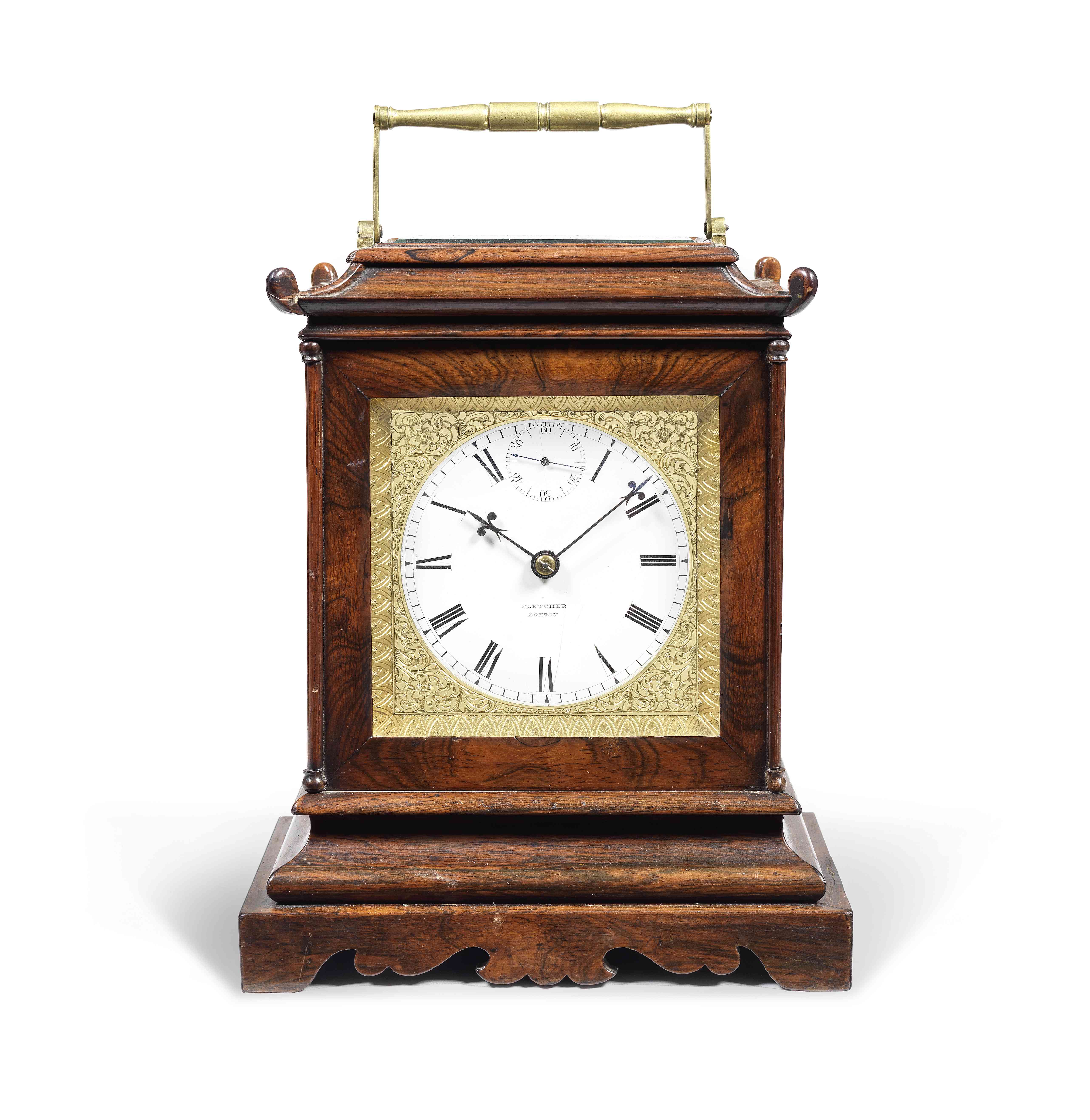 A fine and rare early 19th century rosewood mantel chronometer with detent escapement and enamel ...