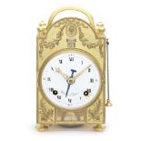 A rare late 18th/early 19th century French ormolu travelling alarm clock Thiery, A Paris,