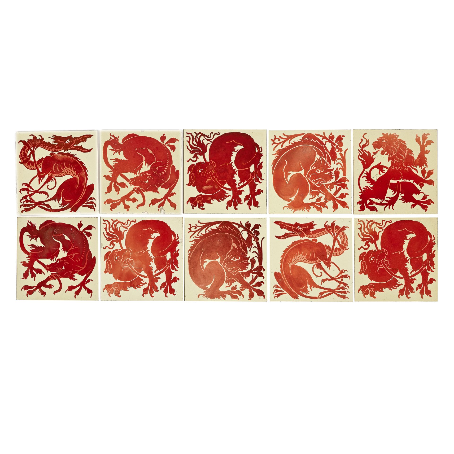 Lewis Foreman Day for Maw & Co Group of ten tiles, circa 1880