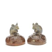 George Tinworth for Doulton Lambeth Pair of 'Mouse on currant bun' figures, circa 1885