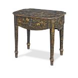 An 18th century black and gilt Chinoiserie decorated work table