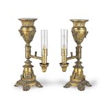 A pair of George IV gilt bronze colza oil lamps 19th century (2)