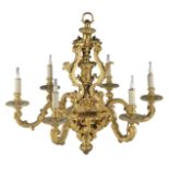 A gilt bronze six light chandelier in the R&#233;gence style French, 19th century