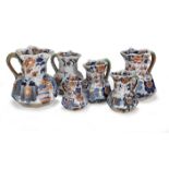 A collection of six graduated Mason's Ironstone jugs 19th century