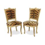 A pair of French carved giltwood side chairs Late 19th/ early 20th century in the transitional st...