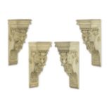 A set of four George II style cream-painted wall brackets 20th century (4)