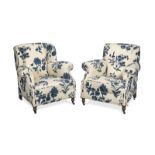 A matched pair of easy armchairs Early 20th century (2)