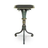 An ebonised, painted and gilt decorated occasional table 19th century and later decorated