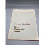 A limited edition manuscript book by Norman MacCraig titled 'Three Manuscript Poems' The