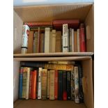 Two boxes of various books which includes titles 'The Kiln by William McIvanney, God in Ruins by