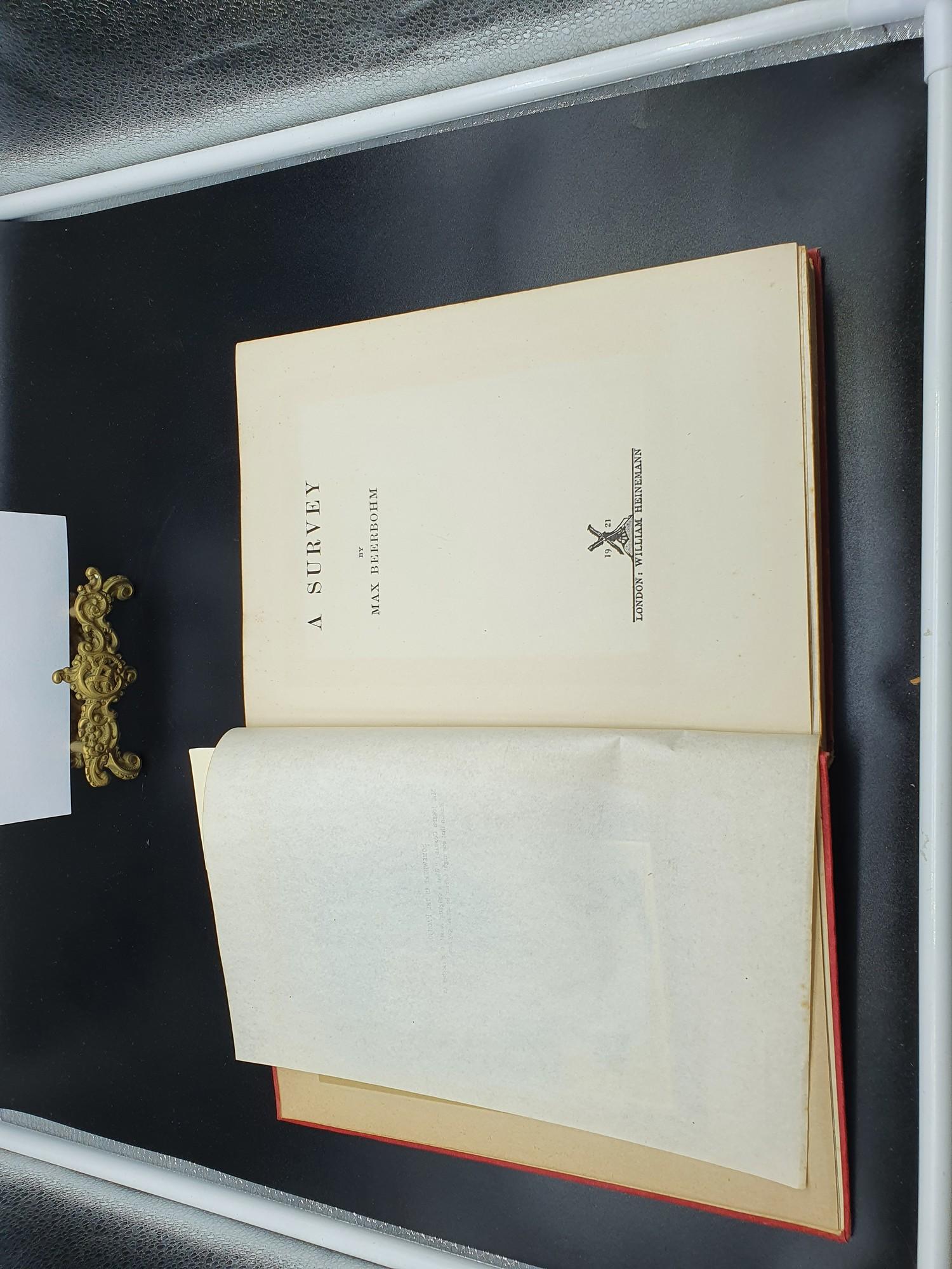 A Book Titled- A Survey by Max Beerbohm dated 1921. First Edition - Image 2 of 4