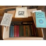 A Box of books and booklets which includes The Snoblace Ball, Five Poems by Fredrick Victor