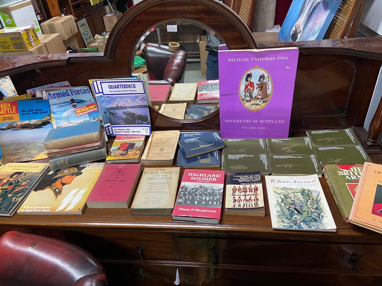 A Box containing a collection of military books which includes Jane's Pocket Books, Germany Speaks