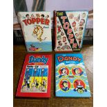 Two vintage The Topper Book Annuals together with two vintage The Dandy Books