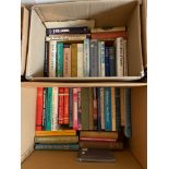 Two boxes of various books which includes titles 'Quaint Scots of by gone days by Cuthbertson,