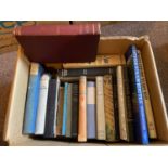 A Box of books which include titles 'The Cloister and the Hearth' by Charles Reade, Kensington