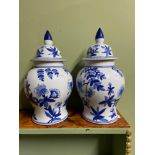A Pair of blue and white Chinese temple jars. [