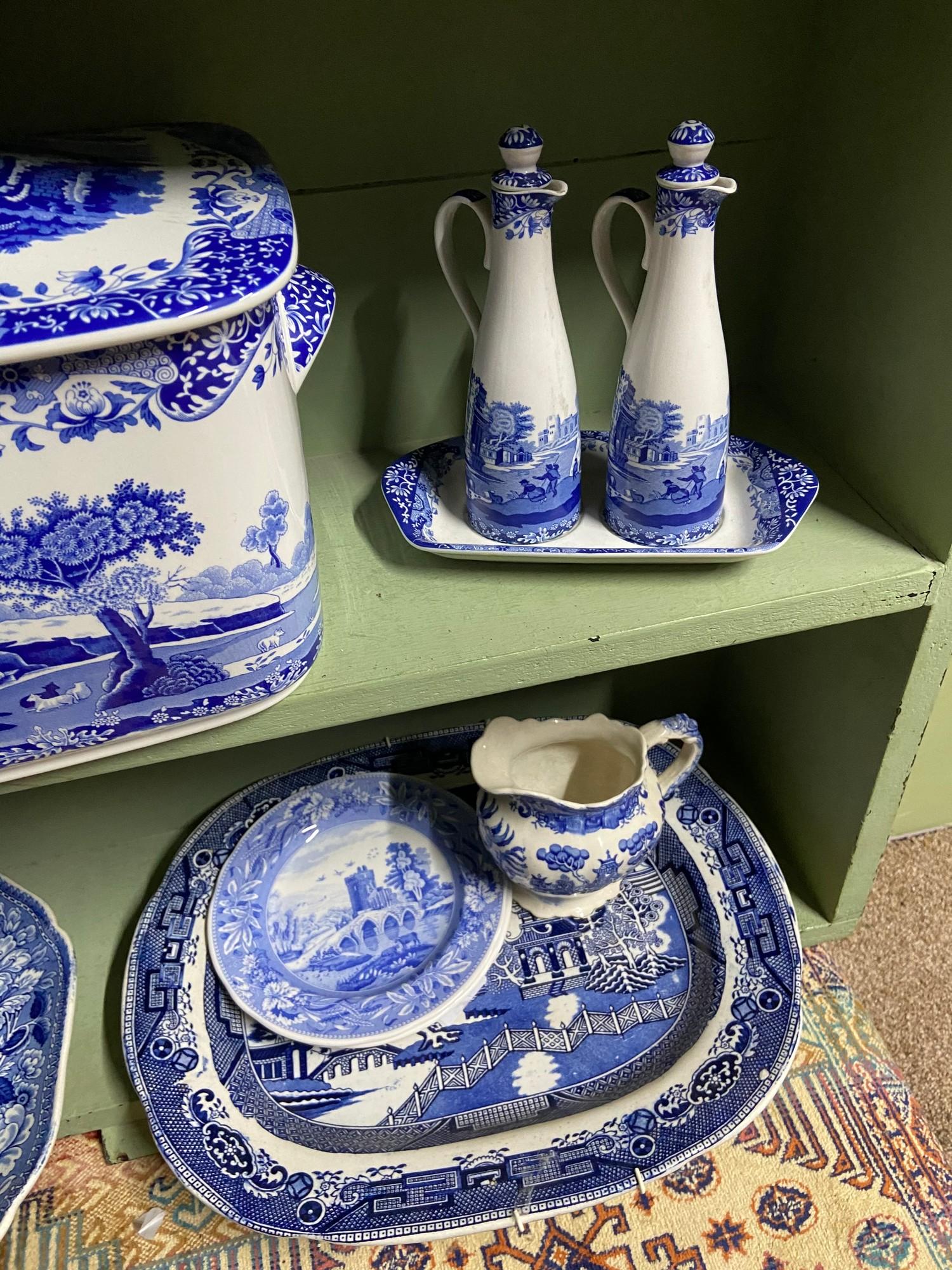 A Collection of Blue and white ware to include large Spode bread bin with lid, Spode red and white - Image 7 of 8