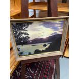 Bertha Rendall original oil painting titled 'Sunset' dated 1977. Fitted with a contemporary frame.