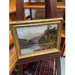 An Original oil painting titled 'Loch Tay' and signed Marshall. Fitted with a contemporary gilt