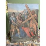 A 16th/ 17th style century oil painting of Jesus Carrying the cross.