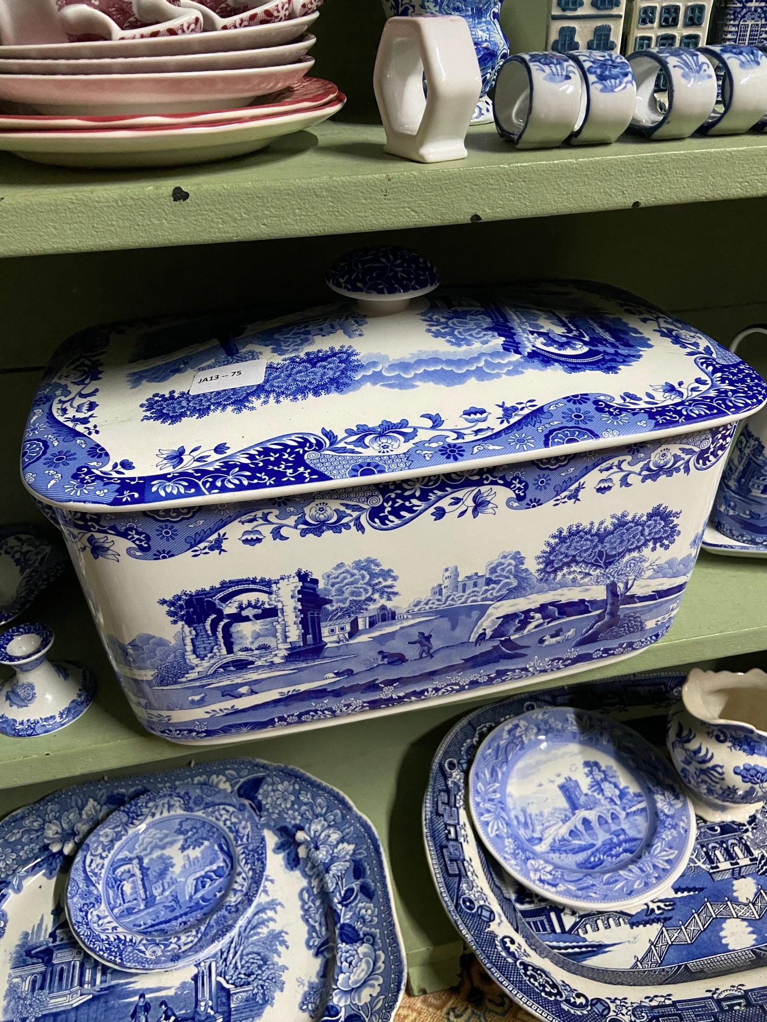 A Collection of Blue and white ware to include large Spode bread bin with lid, Spode red and white - Image 6 of 8