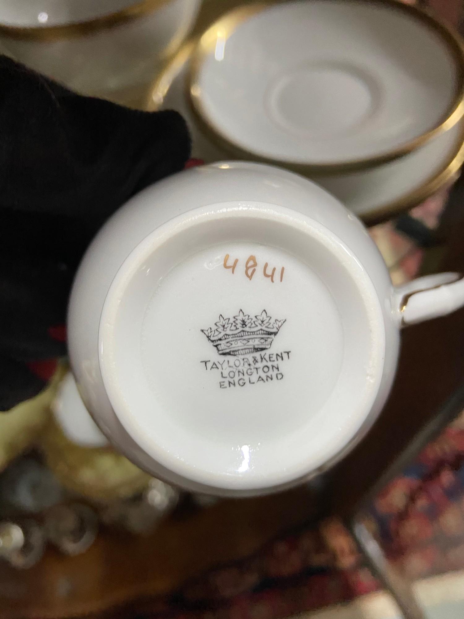 A Vintage Taylor & Kent Longton England gilt trim tea set. - Image 3 of 3