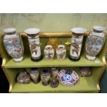 A Collection of Japanese Satsuma hand painted vases, plates and censor pots. Also includes a