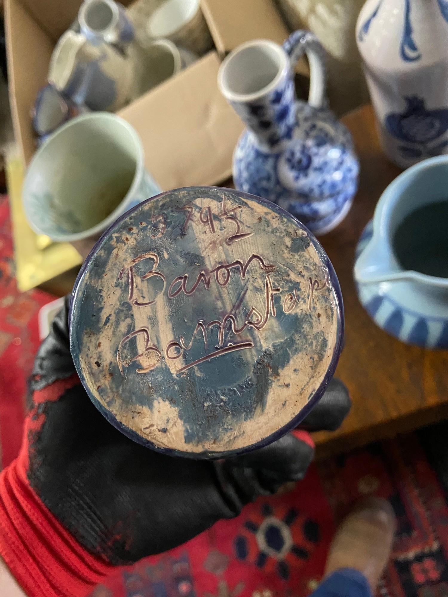 A Selection of studio pottery and stone ware items to include Buchan pottery water jug and Studio - Image 8 of 8