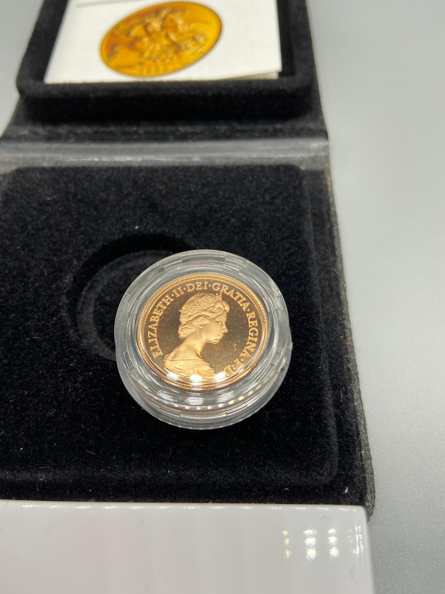 1982 Gold Sovereign. Produced by the Royal Mint. Comes with a fitted case and certificate. - Image 3 of 5