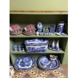 A Collection of Blue and white ware to include large Spode bread bin with lid, Spode red and white