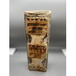 A Vintage studio pottery, troika style rectangle design vase. [24.5cm in height]