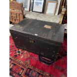 A 19th century travel trunk. Comes with interior drawer, Produced by Stewart, Belfast.