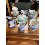 A Lot of various collectable porcelain to include Victorian blue and white jugs, Copeland preserve