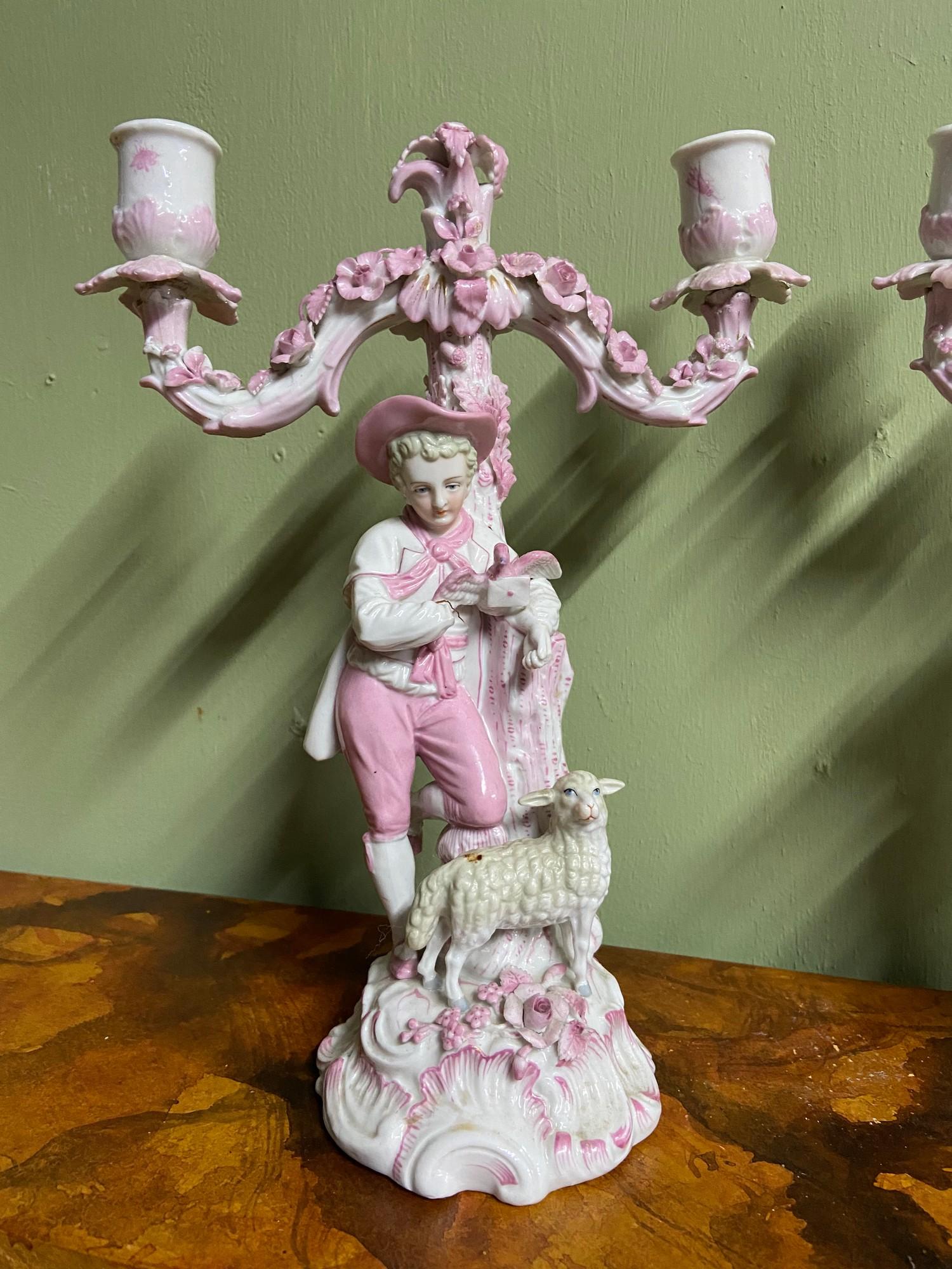 A Pair of possible Joseph-Gaspard Robert porcelain garniture candelabras. Detailed with foliage - Image 2 of 5