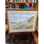 Gloria Young Original watercolour depicting valley landscape. Dated 1960.