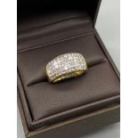 A Beautiful example of a ladies 18ct gold pave set diamond ring. [Approx 2cts] [Ring size P] [Weighs