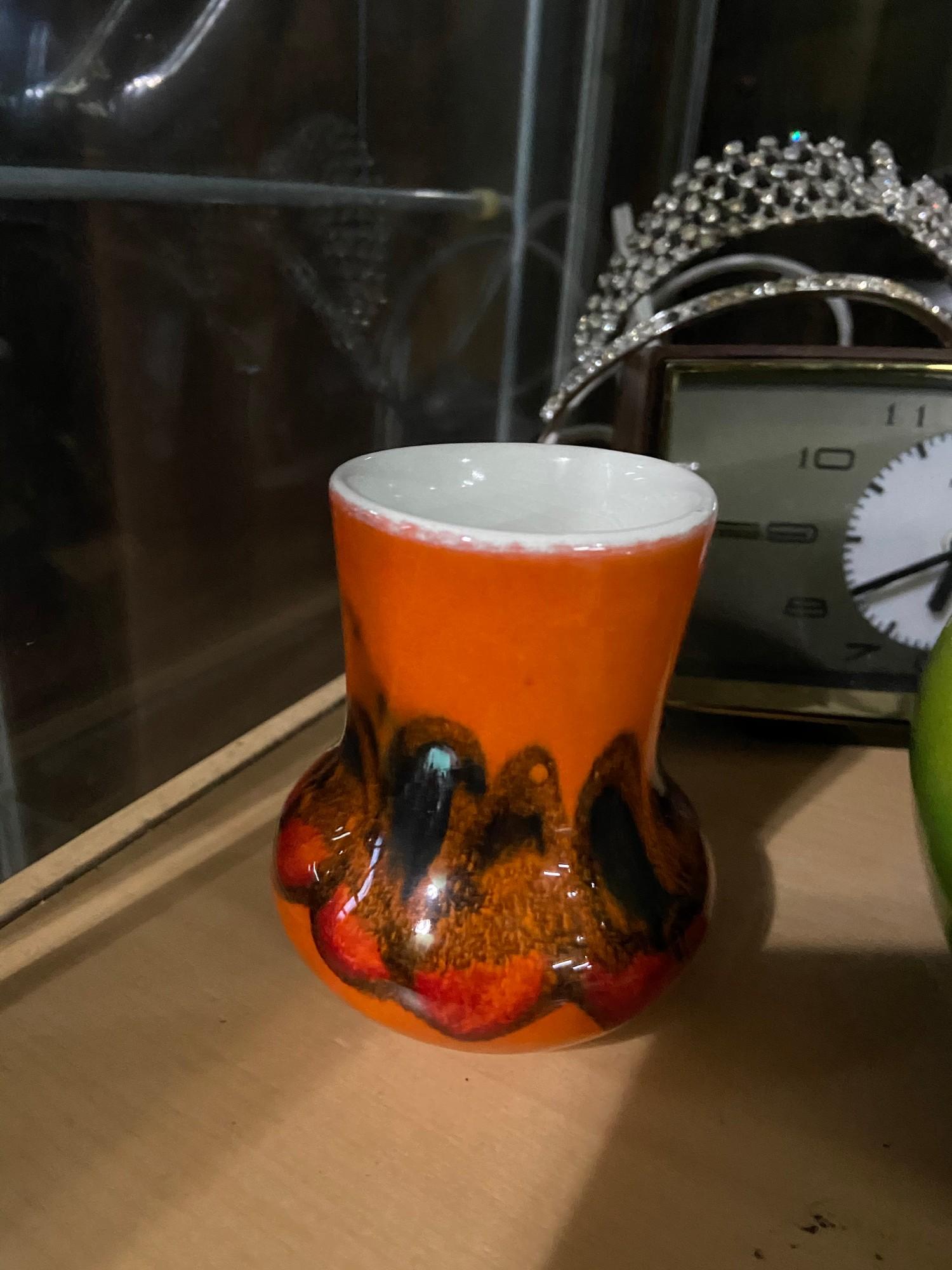 A Shelf of collectable odds to include two Metamec alarm clocks, Poole pottery vase, various - Image 4 of 4